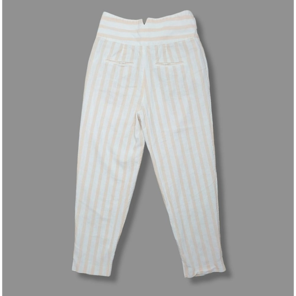 🌞 Anthropologie Oasis Striped Linen High Rise Pants 13" waist - Picture 10 of 12